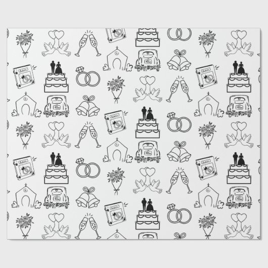 結び結び図解入りの、写真付きの結婚の贈り物 ラッピングペーパー (フラット)