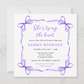 結び結び紫リボンブライダルシャワー 招待状 (正面)