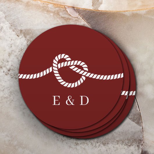 結び縄ハートレッド結婚 ラウンドペーパーコースター