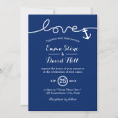 結び航海の目いかりネイビーブルー結婚ズ 招待状 (正面)