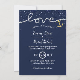 結び航海の目の結び結婚付けいかりネイビーブルー 招待状