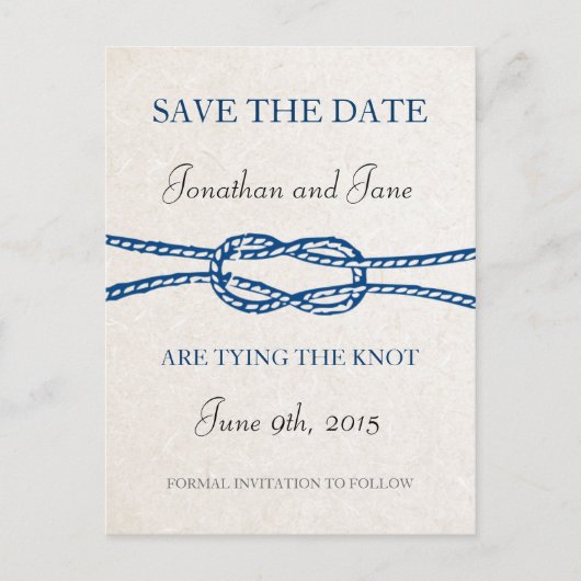結び航海の目の結婚式の日付を保存（灰色） 案内ポストカード (正面)