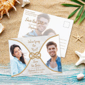 結び航海の目の結婚式を結ぶロープ日付を保存 案内ポストカード