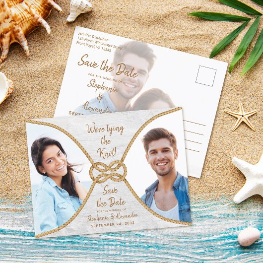 結び航海の目の結婚式を結ぶロープ日付を保存 案内ポストカード