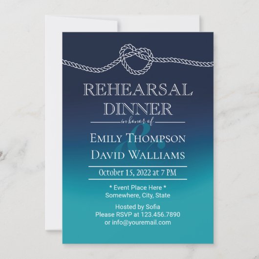 結び航海の目アクアブルーリハーサルディナー 招待状 (正面)