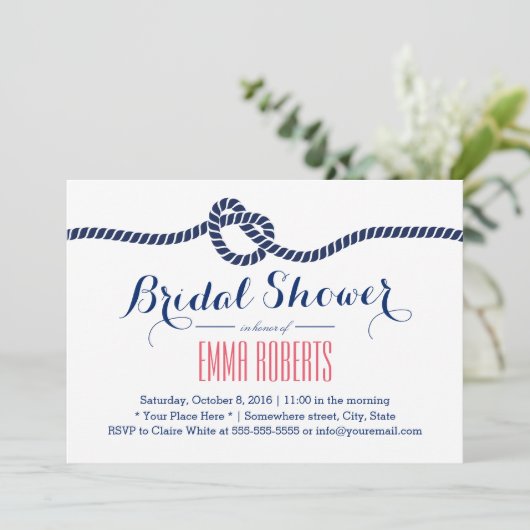 結び航海の目ネイビーブルーのブライダルシャワー 招待状 (スタンド正面)