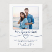 結び航海の目ハート写真結婚式の日付を保存 案内ポストカード (正面)