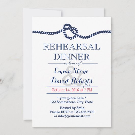 結び航海の結婚びリハーサルのディナー 招待状 (正面)