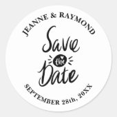 結エレガントスタイリッシュ婚の日付を保存 ラウンドシール (正面)