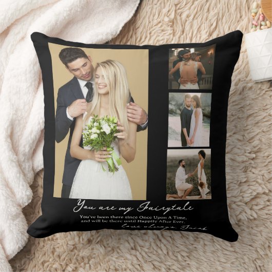 結エレガントパーソナライズされた婚日フォトコラージュ クッション (ブランケット)