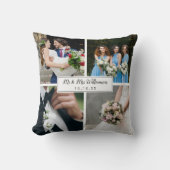 結エレガントパーソナライズされた婚日フォトコラージュ クッション (正面)