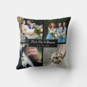 結エレガントパーソナライズされた婚日フォトコラージュ クッション (裏面)