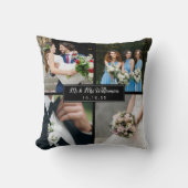 結エレガントパーソナライズされた婚日フォトコラージュ クッション (正面)