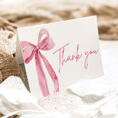 結エレガントモダンび結ぶピンクの弓 サンキューカード