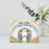 結エレガントモダン婚式の日付ポストカードの保存 ポストカード (スタンド正面)