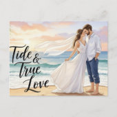 結エレガントモダン婚式の日付ポストカードの保存 ポストカード (正面)