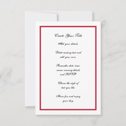 結シンプル赤と白縁ど婚の招待 招待状 (正面)