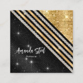 結スタイリッシュフェイク晶金ゴールドと黒パーソナライズされたB スクエア名刺 (正面)