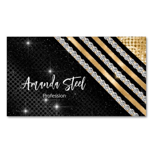 結スタイリッシュフェイク晶金ゴールドと黒パーソナライズされたB マグネット名刺 (正面)