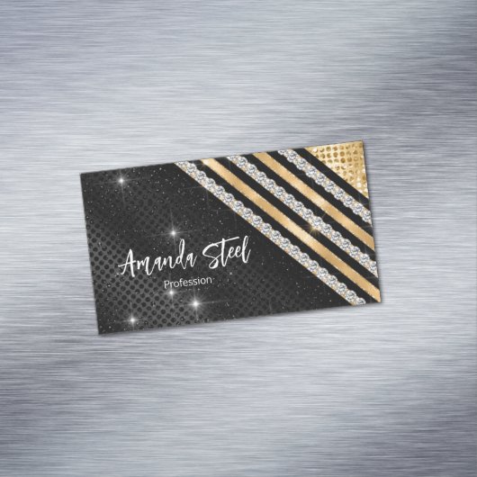 結スタイリッシュフェイク晶金ゴールドと黒パーソナライズされたB マグネット名刺 (インサイチュ)