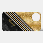 結スタイリッシュフェイク晶金ゴールド及び黒パーソナライズされたC Case-Mate iPhoneケース (裏面 (横))