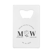 結パーソナライズされたモノグラムの婚祝 クレジットカード栓抜き (裏面)
