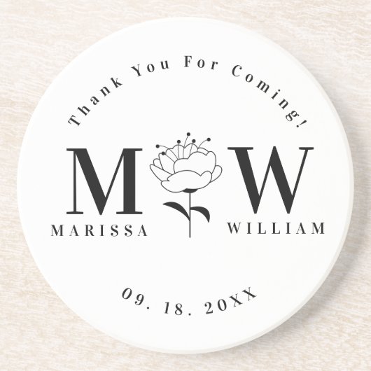 結パーソナライズされたモノグラムの婚祝 コースター (正面)