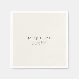 結パーソナライズされた結するクリームシンプルシャワー スタンダードカクテルナプキン
