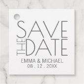 結モダンスタイリッシュ婚の日付の保存 フェイバータグ (正面)