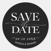 結モダンスタイリッシュ婚の日付を保存 ラウンドシール (正面)