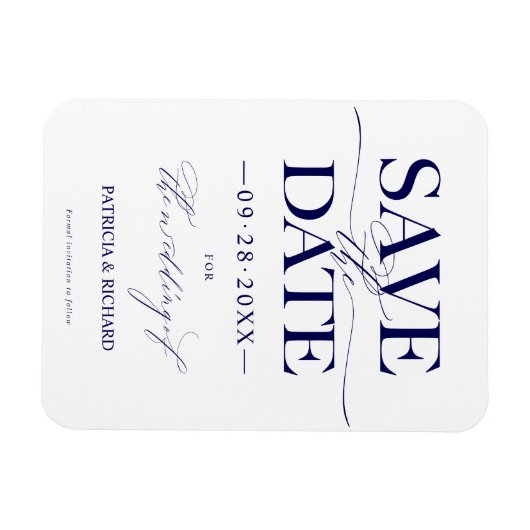 結モダンスタイリッシュ婚の日付を非写真で保存 マグネット (横)