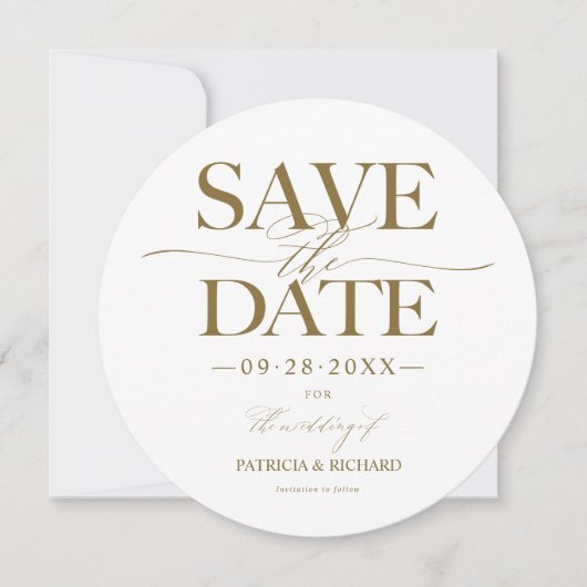 結モダンスタイリッシュ婚の日付を非写真で保存 招待状 (正面)