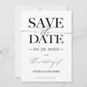 結モダンスタイリッシュ婚の日付を非写真で保存 招待状 (正面)