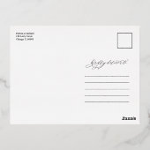 結モダンスタイリッシュ婚の日付を非写真で保存 箔シーズンポストカード (裏面)