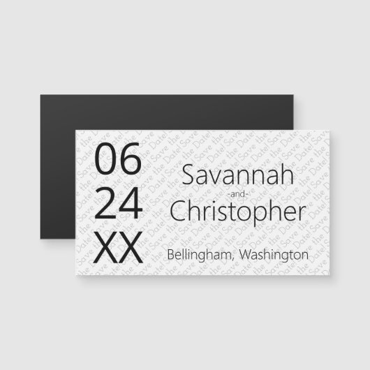 結モダンミニマル婚の日付マグネットカードを保存 (正面/裏面)