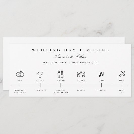 結モダン婚式日時表アイコン旅程プログラム プログラム (正面/裏面)