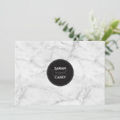 結モダン婚招待モダンモダン黒大理石 招待状 (スタンド正面)