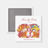 結伝統的中国の婚の日付の保存 マグネット (正面/裏面)