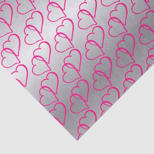 結合されたハートの銀製のティッシュペーパー 薄葉紙 (詳細)