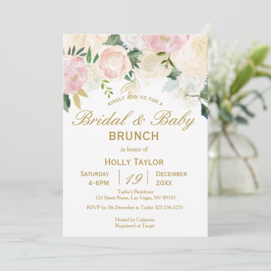 結合されたベビーシャワーおよびブライダルシャワーのアイディア 招待状 (スタンド正面)