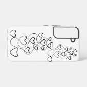 結合された黒いハートオン白 SAMSUNG GALAXYケース (裏面横)