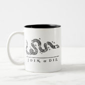 結合しますか、または死んで下さい ツートーンマグカップ (左)