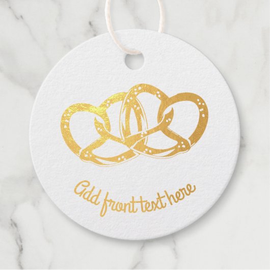 結合プレッツェル – 結び目のリンクされたパンの形 フェイバータグ (正面)