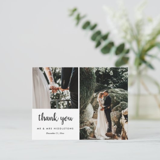 結婚ありがとうお洒落 | 2枚の写真はがき ポストカード (スタンド正面)