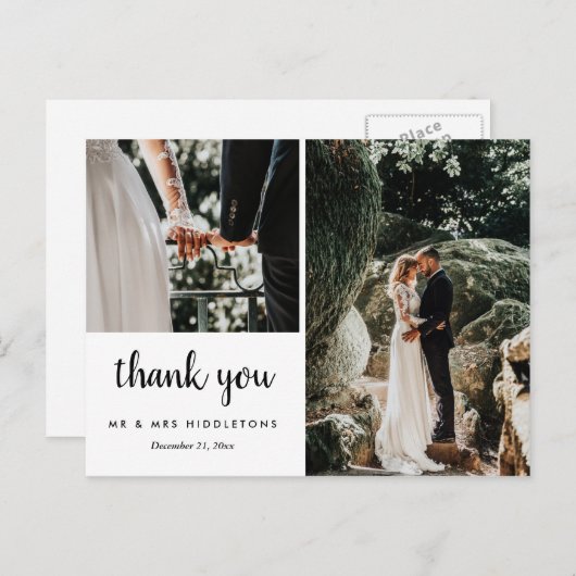 結婚ありがとうお洒落 | 2枚の写真はがき ポストカード (正面/裏面)