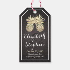 結婚ありがとうシックなブラック金ゴールドパイナップルカップル ギフトタグ