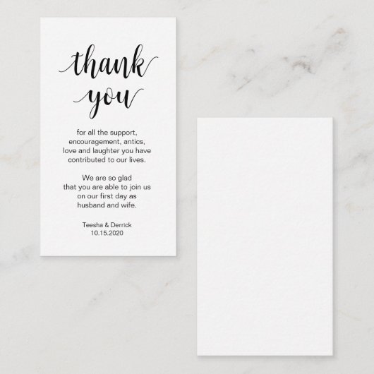 結婚ありがとうモダンシンプルScript エンクロージャーカード (正面/裏面)