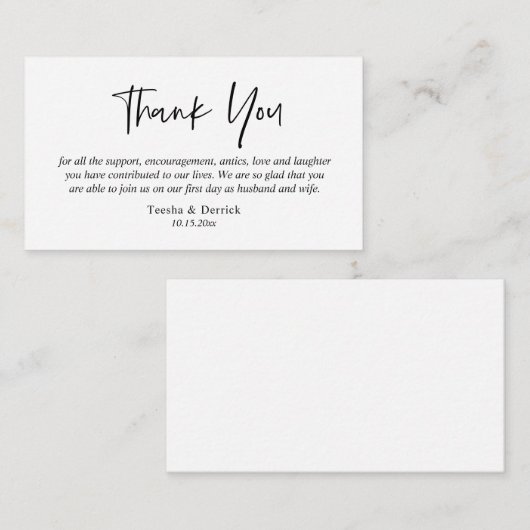 結婚ありがとうモダンシンプルScript エンクロージャーカード (正面/裏面)