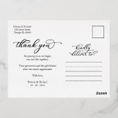 結婚ありがとう写真シックな書道 箔シーズンポストカード (裏面)