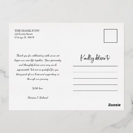 結婚ありがとう写真 箔シーズンポストカード (裏面)